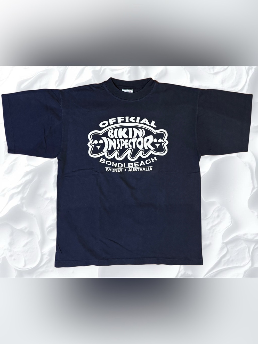 Vtg 90s Y2K Official Bikini Inspector T Shirt Sydney Australia Didjaru Boxy M
